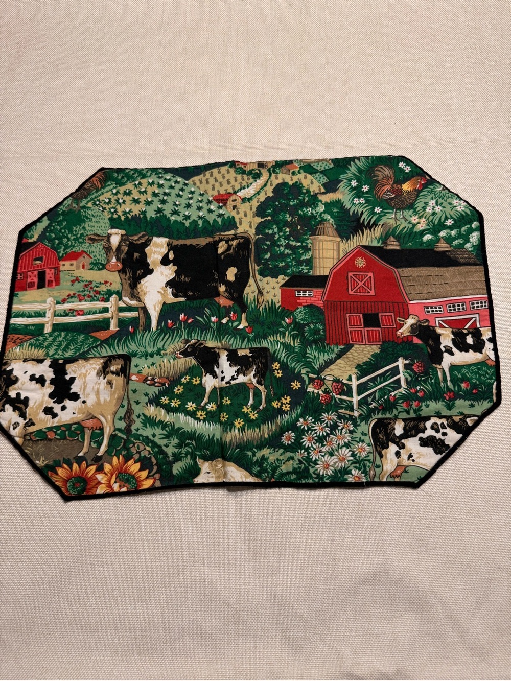 6 Vintage custom placemats Farmyard Designed by Joan Kessler